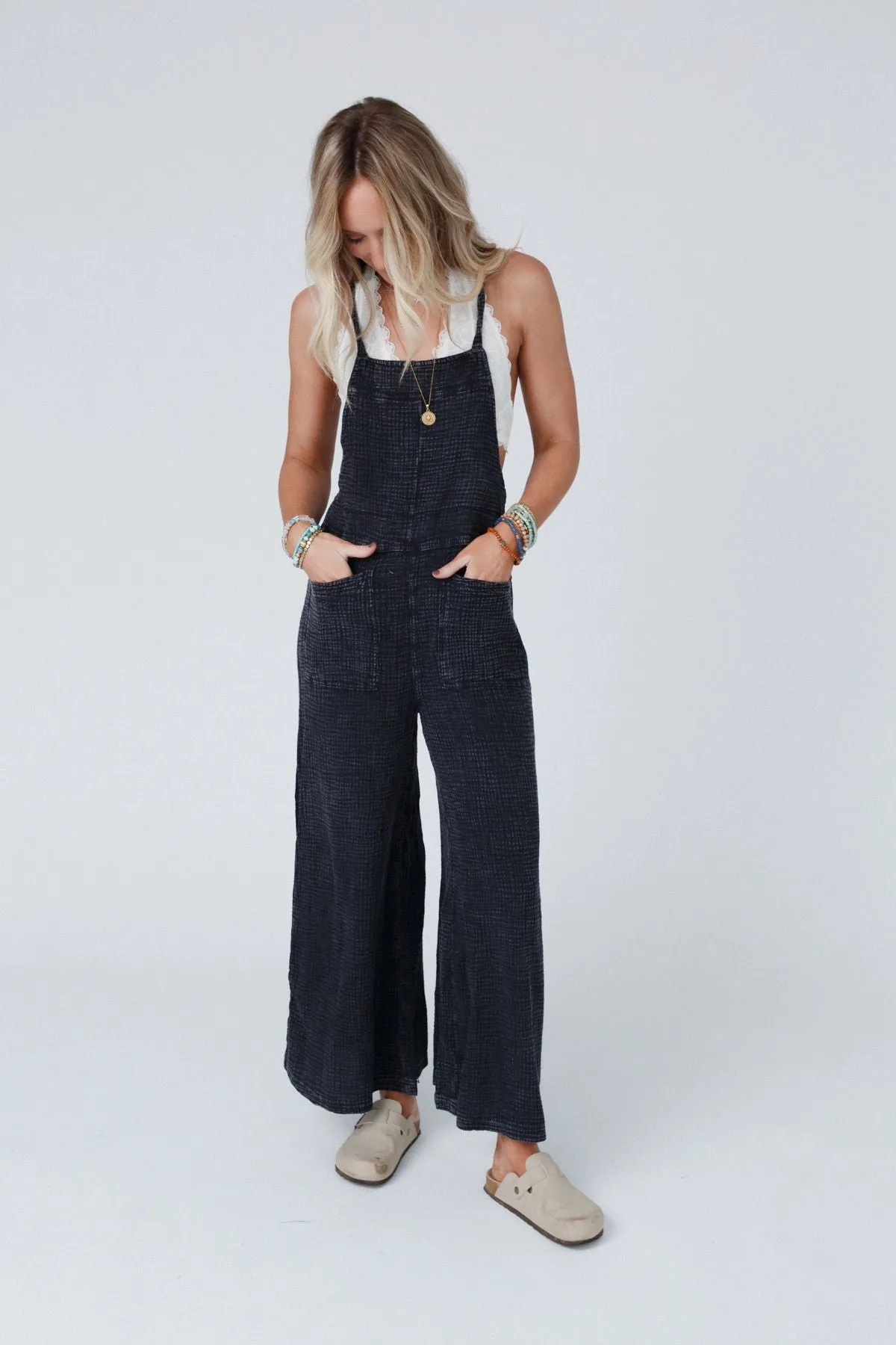 Molly Tie Back Overalls - Black