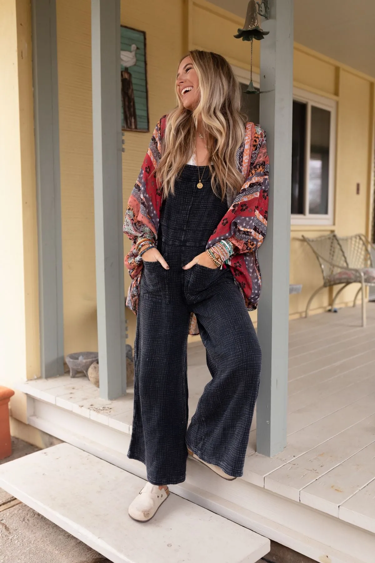 Molly Tie Back Overalls - Black