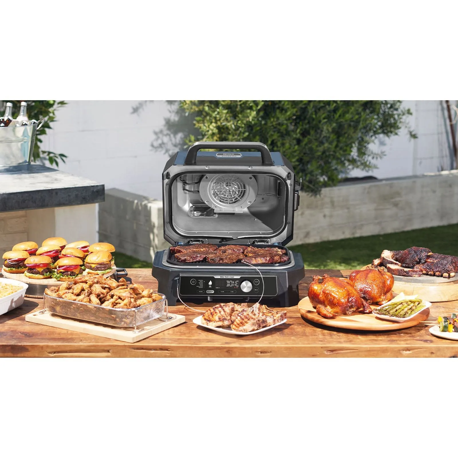 Ninja Woodfire Pro Connect XL Outdoor Electric BBQ Grill & Smoker - Black & Blue | OG901UK