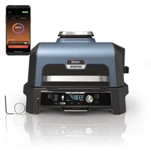Ninja Woodfire Pro Connect XL Outdoor Electric BBQ Grill & Smoker - Black & Blue | OG901UK