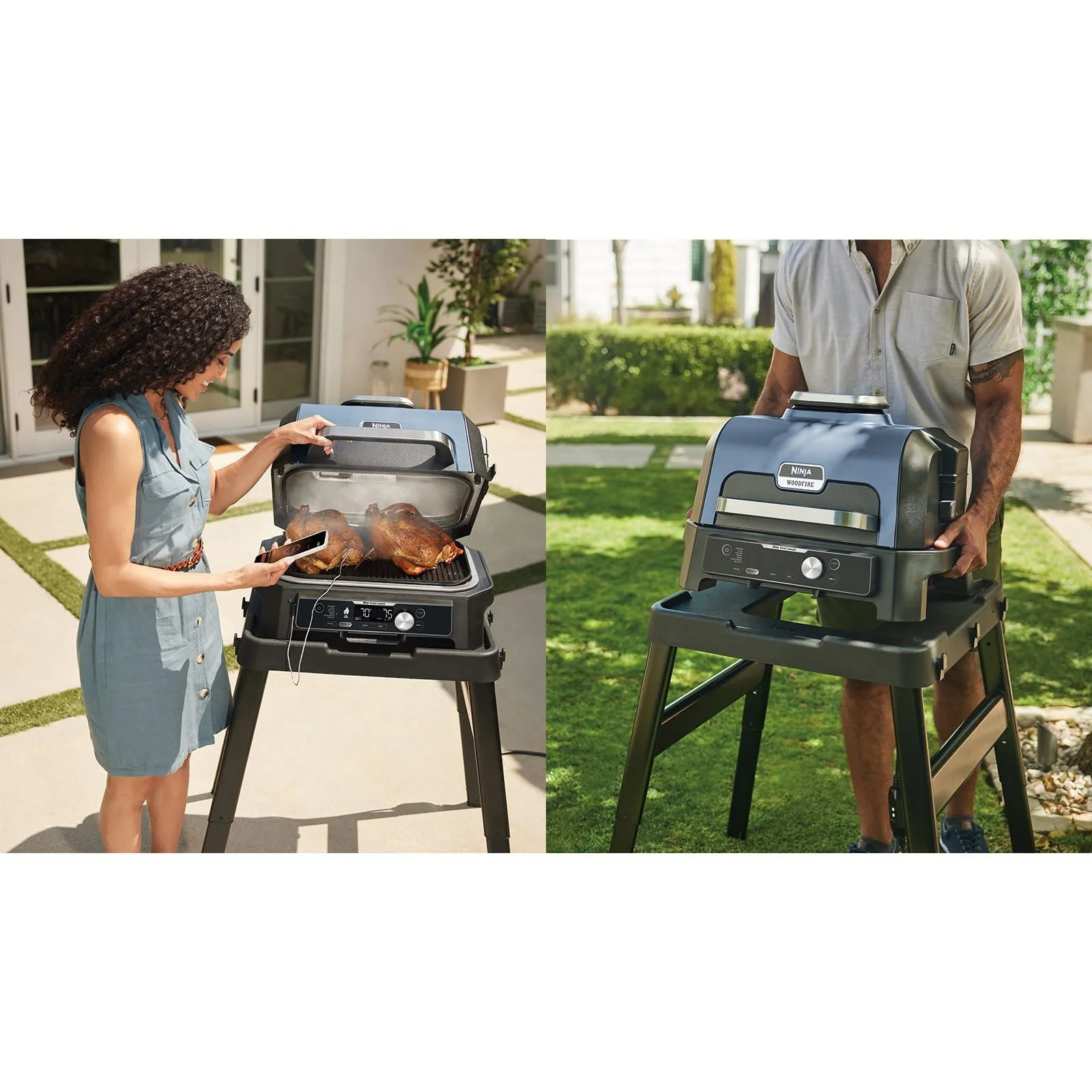 Ninja Woodfire Pro Connect XL Outdoor Electric BBQ Grill & Smoker - Black & Blue | OG901UK