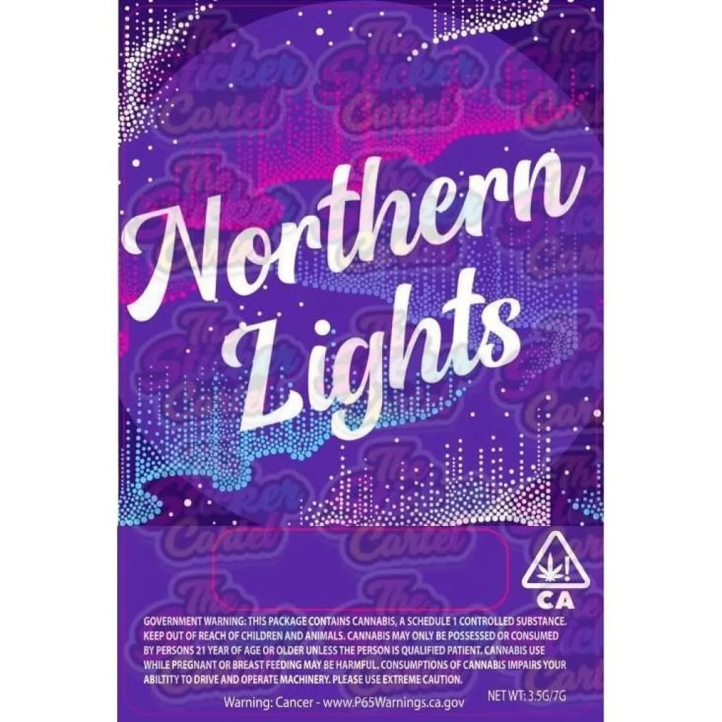 Northern Lights Chem Dog Mylar Pouches Pre-labeled