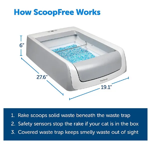PetSafe ScoopFree 20" Gray Automatic Self Cleaning Cat Litter Box with Crystal Litter