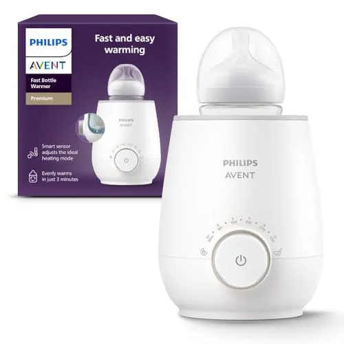Philips Avent Premium Fast Bottle Warmer, with Smart Temperature Control, Water Bath Technology, Automatic Shut-Off, Model SCF358