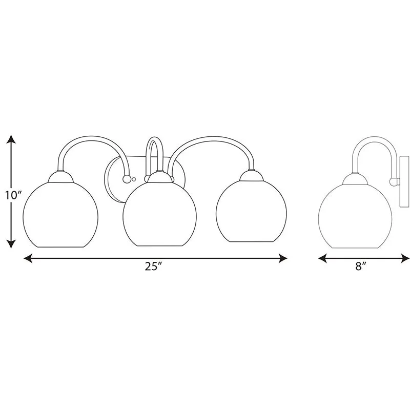 Progress P300086 Carisa 3-lt 25" Bath Vanity Light