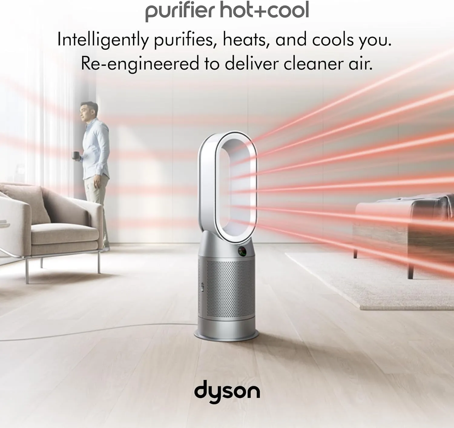 Purifier Hot Cool™ HP07 Air Purifier, Heater, and Fan - White/Silver, Large