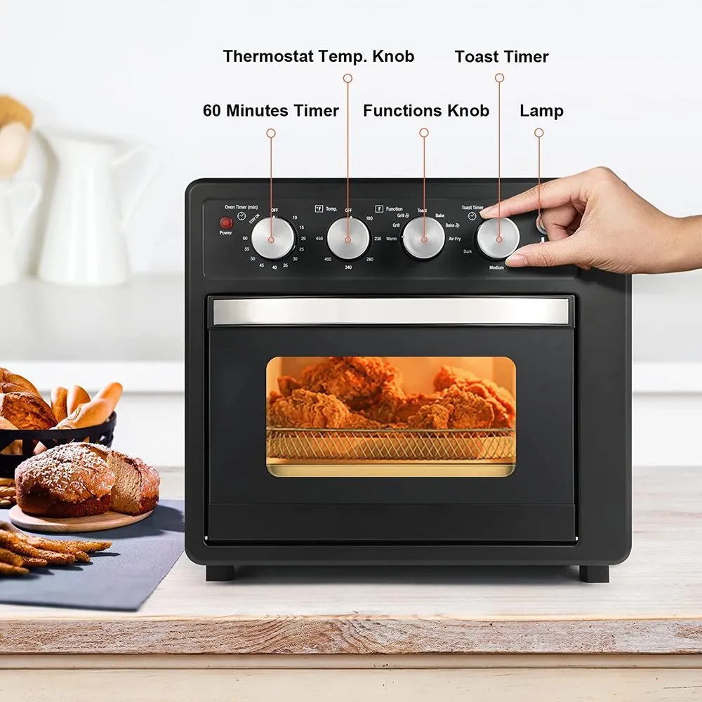 Simple Deluxe Air Fryer Oven, Toaster Oven Air Fryer Combo, Family Size Air Fryer Oven with Rotisserie and Dehydrator