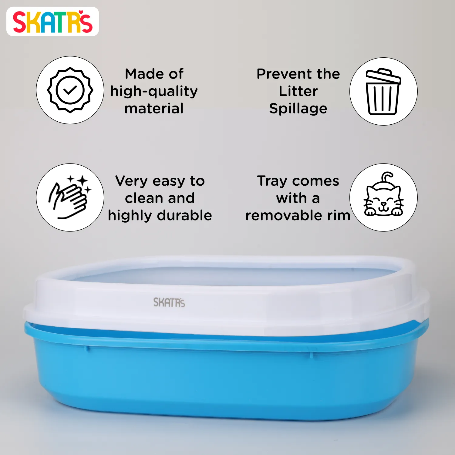 Skatrs Litter Tray for Cats (Blue)