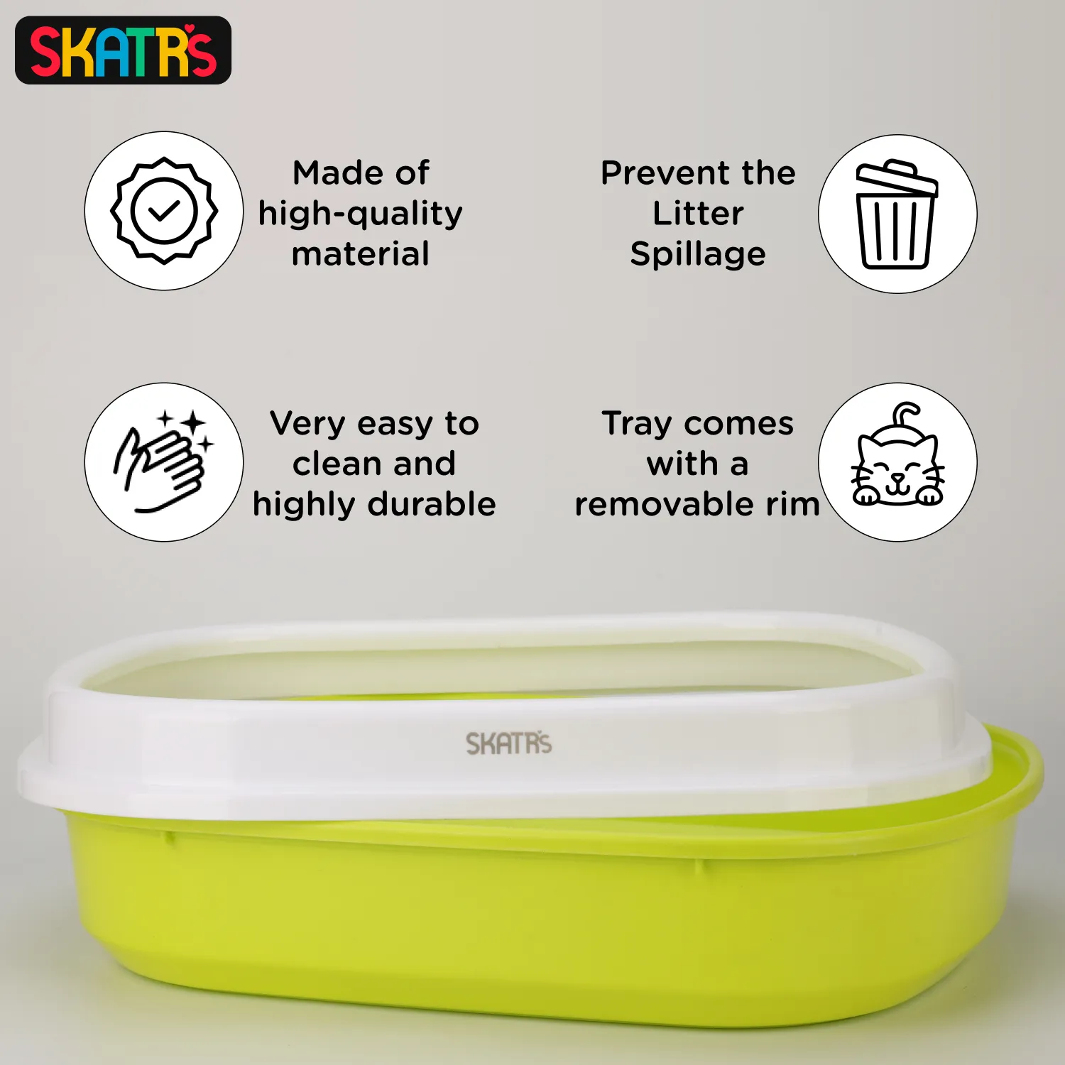 Skatrs Litter Tray for Cats (Green)