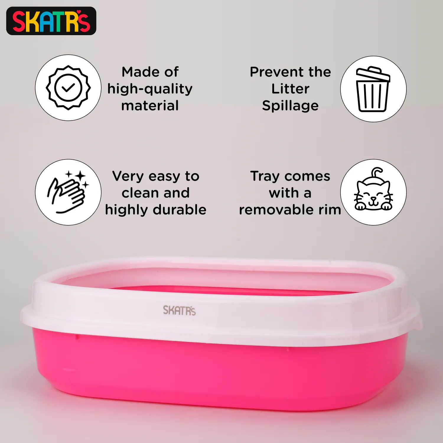 Skatrs Litter Tray for Cats (Pink)