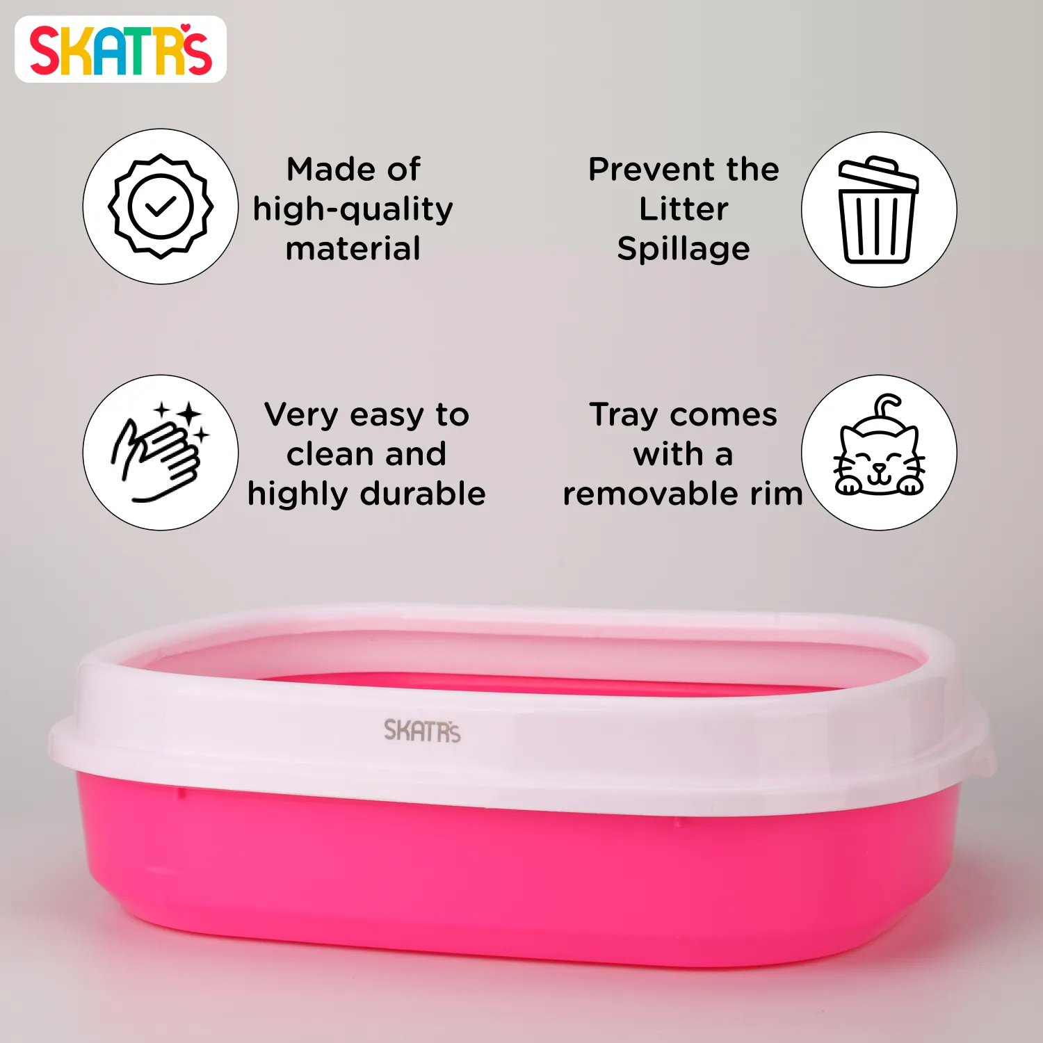 Skatrs Litter Tray for Cats (Pink)