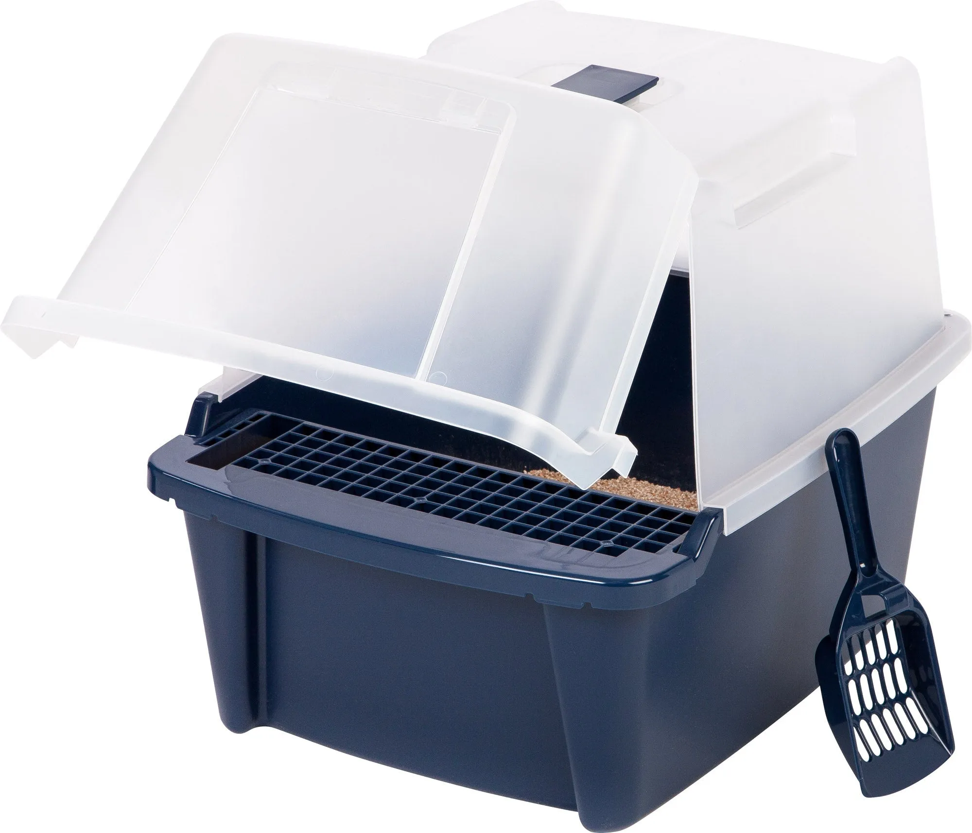 Split-Lid Hooded Litter Box with Scoop