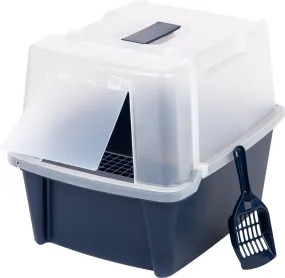 Split-Lid Hooded Litter Box with Scoop