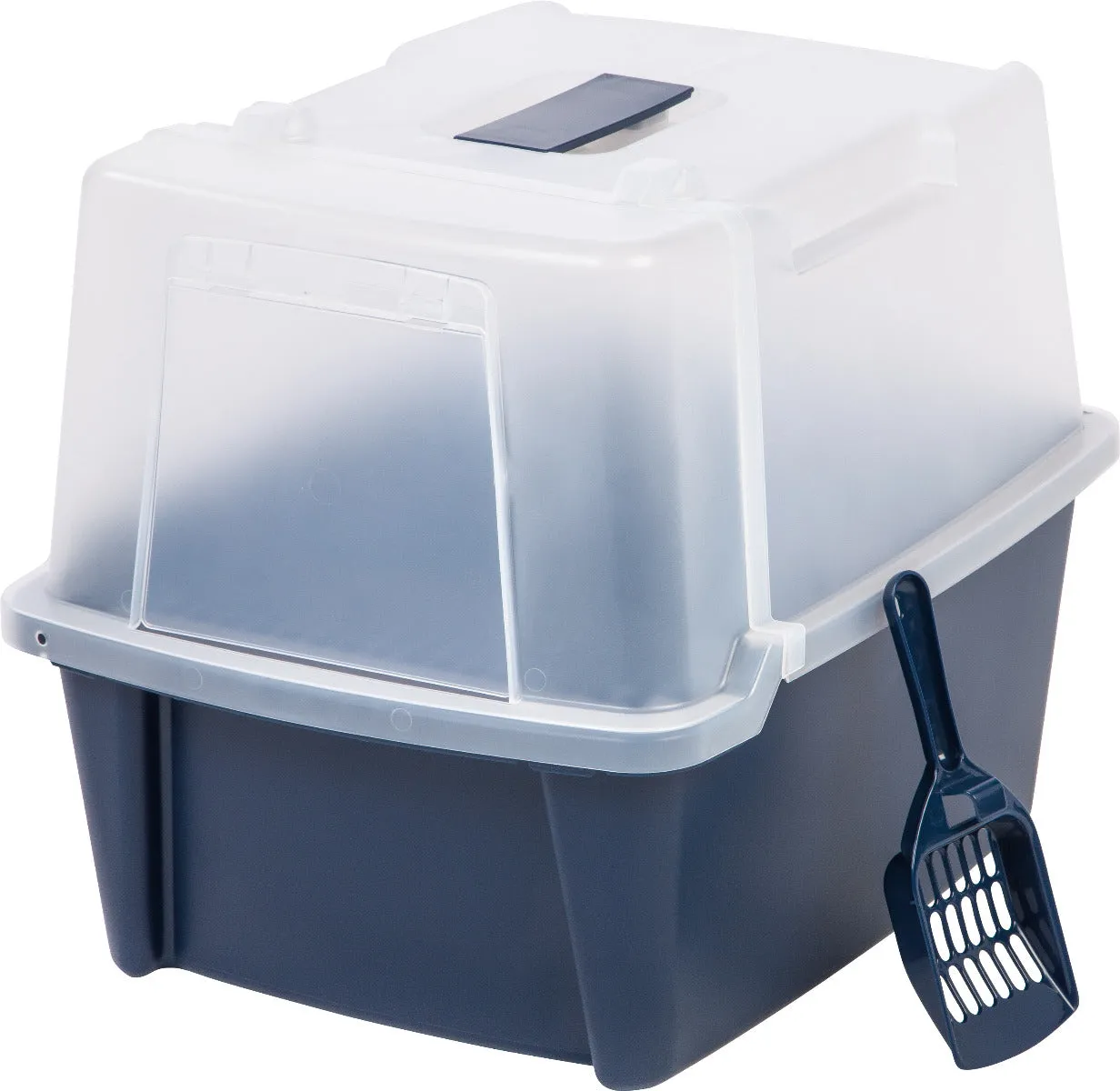 Split-Lid Hooded Litter Box with Scoop