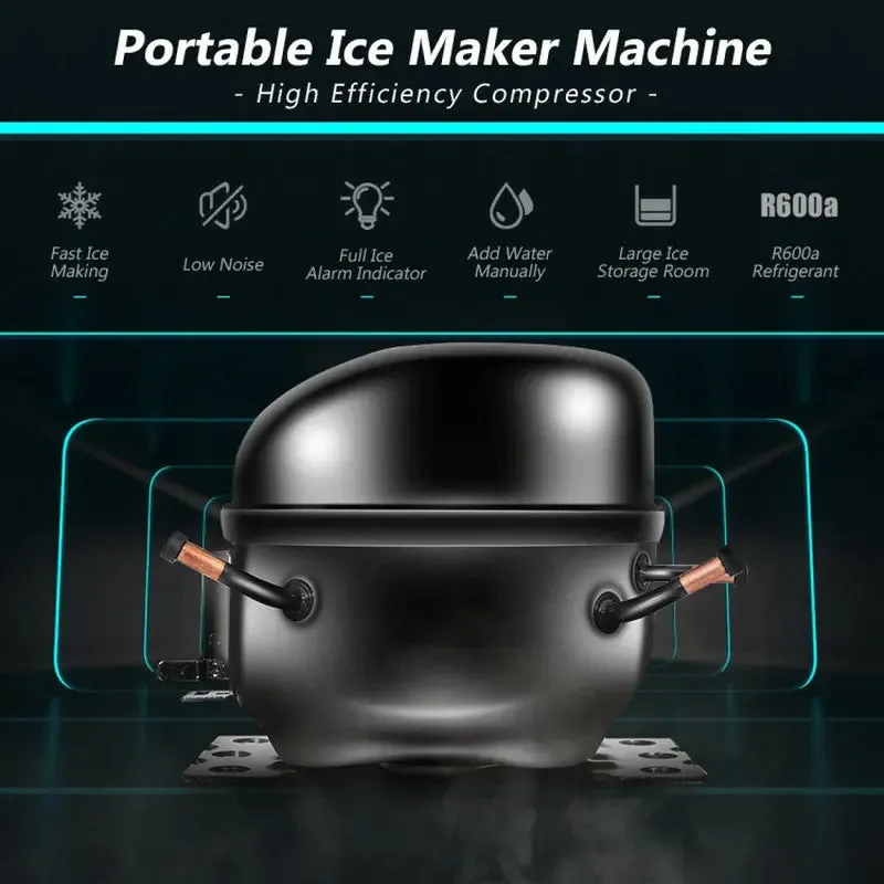 Stainless Steel 26 Lbs/24 H Self-Clean Countertop Ice Maker Machine