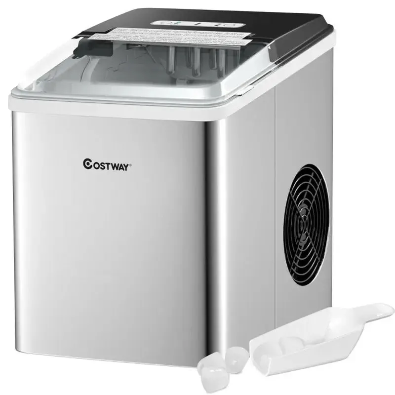 Stainless Steel 26 Lbs/24 H Self-Clean Countertop Ice Maker Machine