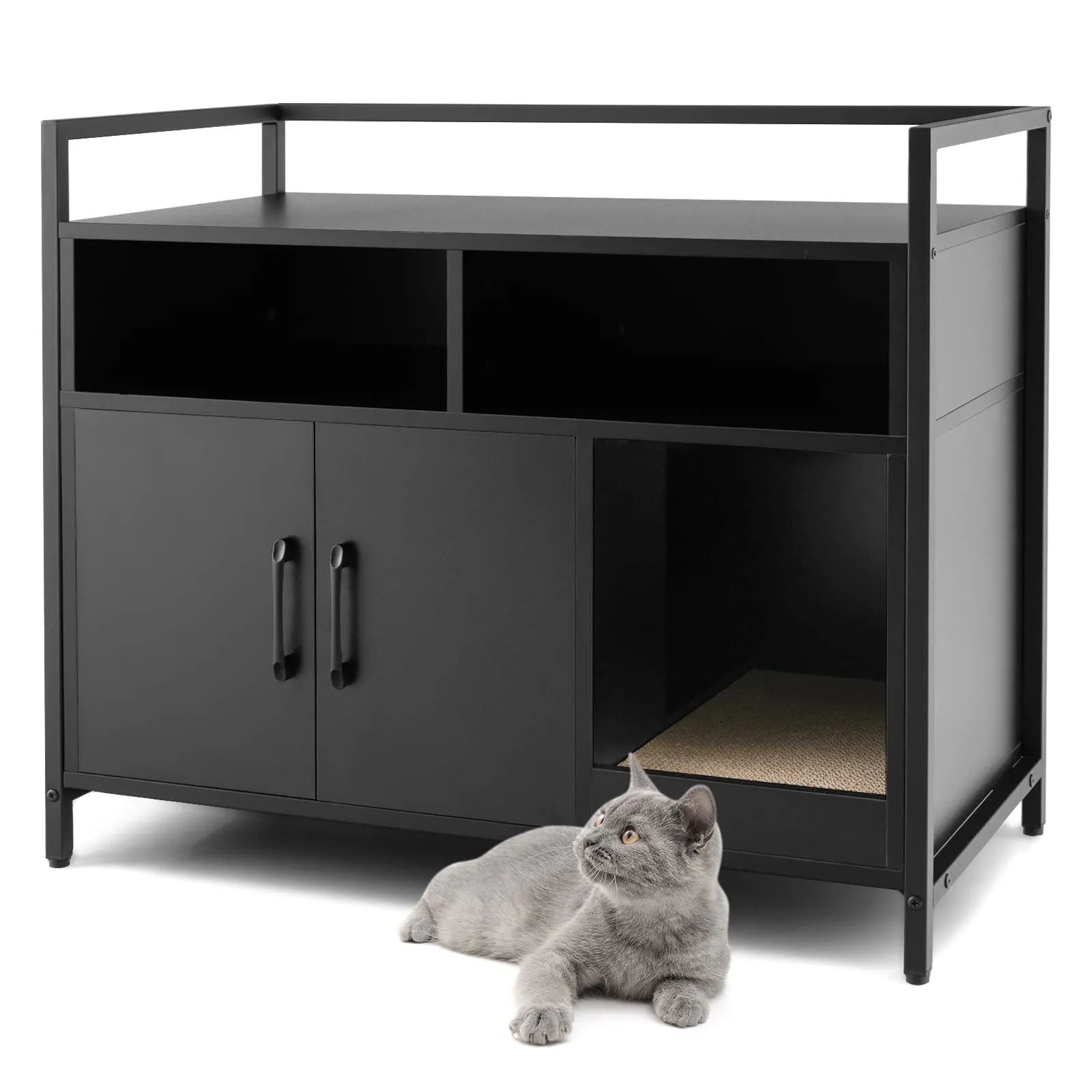 Tangkula Litter Box Enclosure, Cat Litter Box Furniture Hidden