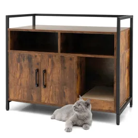 Tangkula Litter Box Enclosure, Cat Litter Box Furniture Hidden
