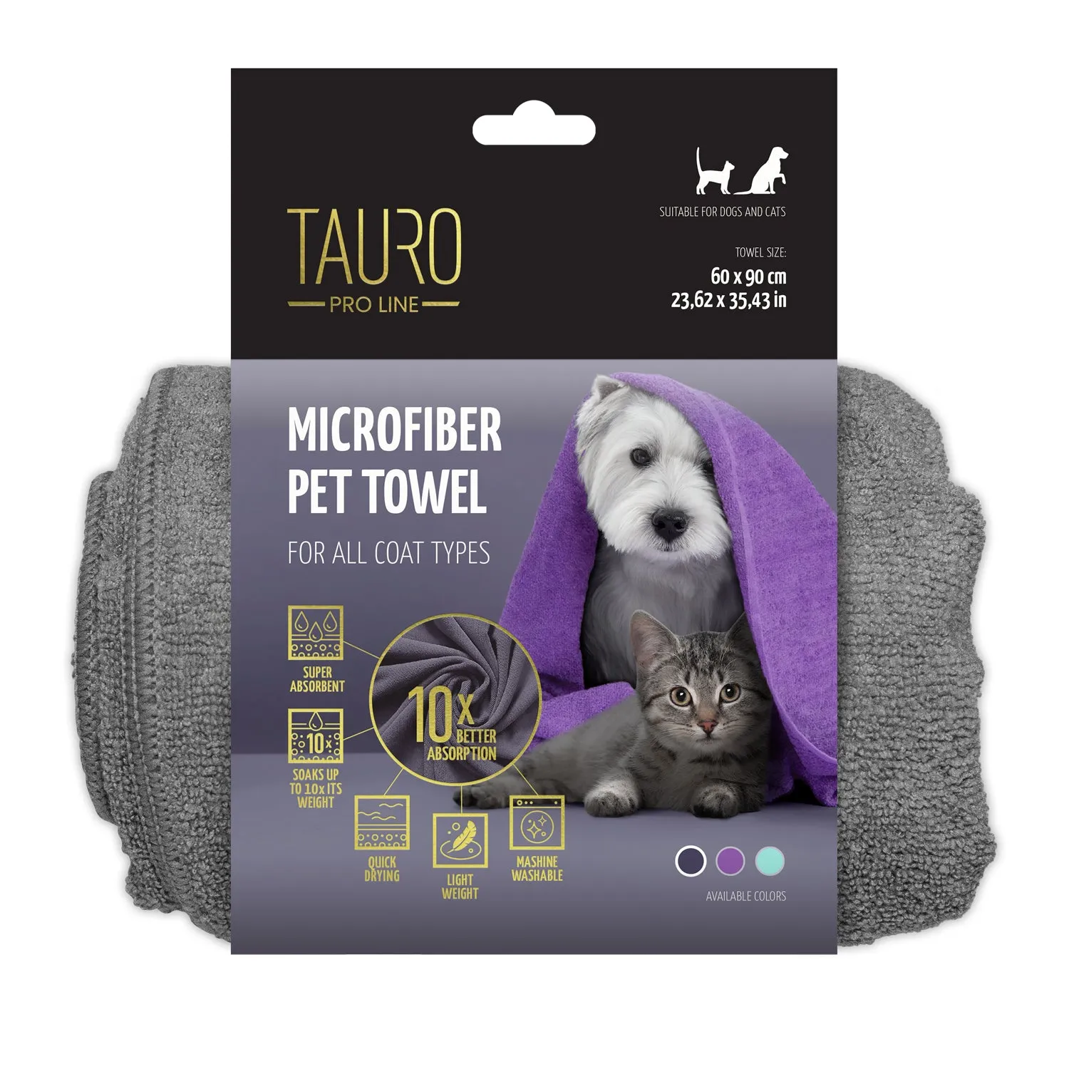 Tauro Pro Line microfiber towel for pets, grey