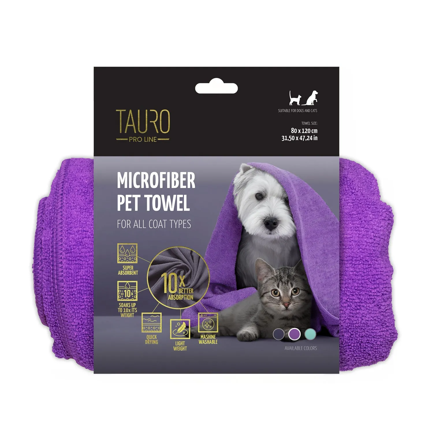Tauro Pro Line microfiber towel for pets, purple