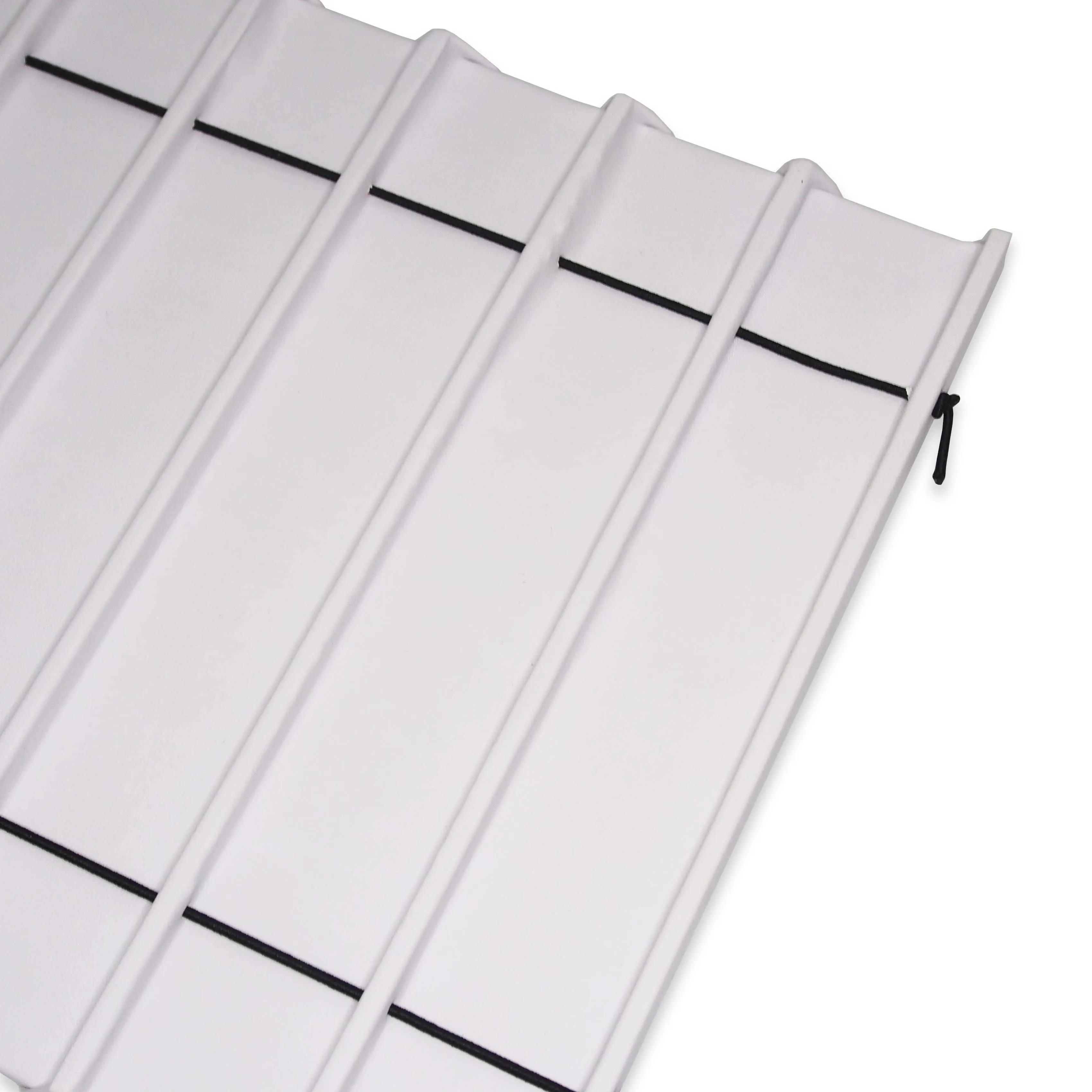 White Leatherette 10 Section Deluxe bracelet insert with elastic fasteners